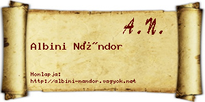 Albini Nándor névjegykártya